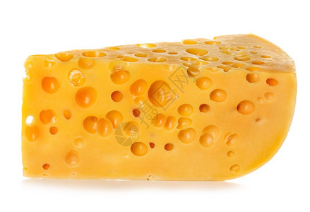 黄色的目白背景上孤立的奶酪块图片