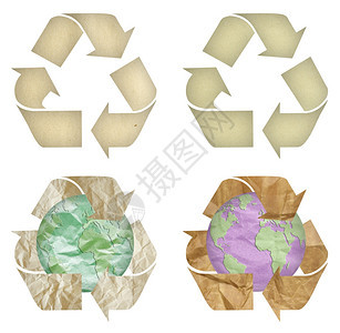 标签环保的节省分离一套纸张回收符号图片