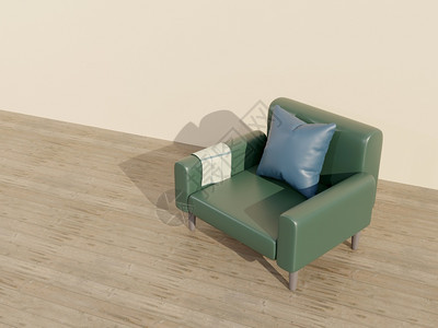 当代的放松渲染3D房间的皮沙发图片