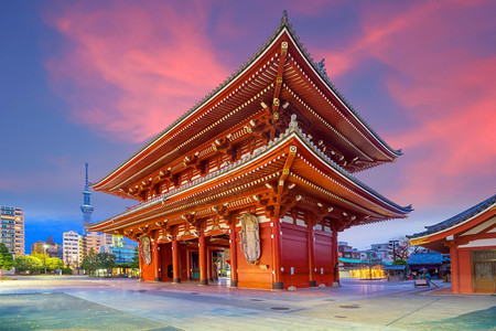 文化木制的日本东京浅usa地区见山寺夜日本东京著名的图片
