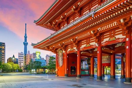 浅草寺禅黑暗的日本东京浅usa地区见山寺夜日本东京图片