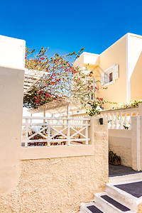 希腊圣托里尼岛Cyclades的典型房屋建筑结构传统的造循环图片