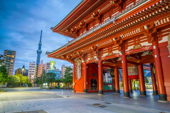 日落本东京浅usa地区见山寺夜日本东京建筑学旅行图片