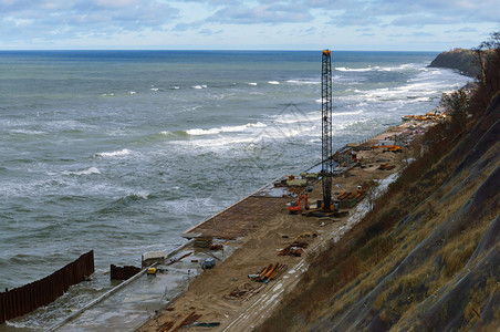 重的俄罗斯在海上建造保护结构在波罗的海沿岸建造长廊在海上建造保护结构海洋图片
