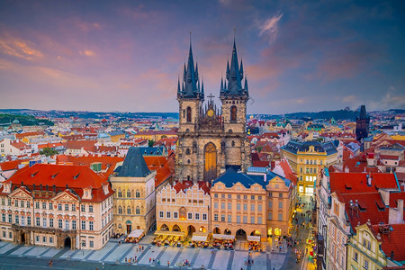 景观布拉格市下捷克旧城风景世界旅行概念见光和世界旅行观光假期图片