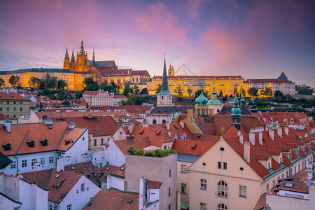 布拉格市下捷克旧城风景世界旅行概念见光和世界旅行镇巴洛克式历史图片