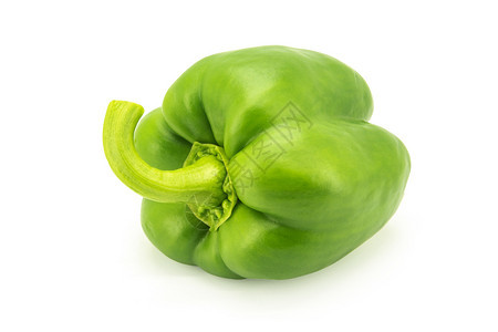 植物颜色绿铃辣椒或甜卡普西姆以白色背景与剪切路径隔离单身的图片