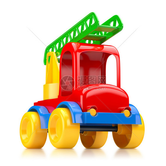 丰富多彩的卡车带3D梯子插图的汽车玩具孩子图片