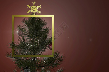 圣诞节3d插图d以模糊的红色背景为标志和文字复制空间松树季节图片