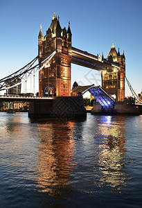 伦敦塔桥水夜晚明信片图片