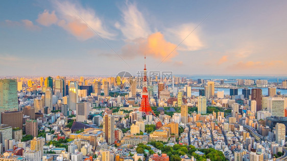 景观旅游建造东京天际与塔的天际线图片