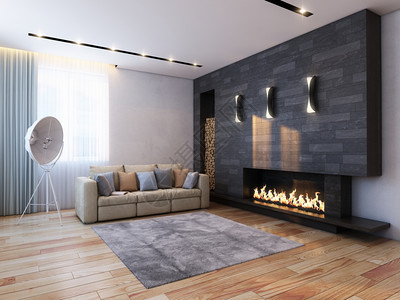 镶木地板以最小化风格的新内部设计活房间图片
