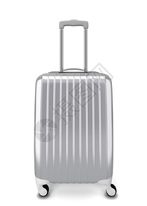手推车3d白色背景上孤立的银箱3d插图飞机场酒店图片