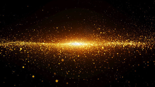 散景辉光金色数字粒子波流和光耀斑闪抽象技术背景柔软的图片