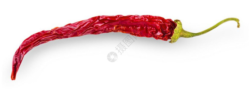 文化成熟红辣椒关闭工作室拍摄白底香料的镜头荚图片