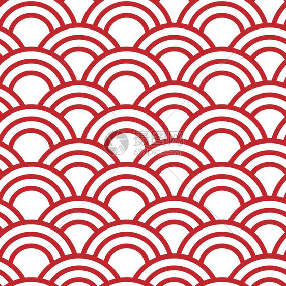 东纺织品无缝波日本模式传统无缝红浪模式的图片
