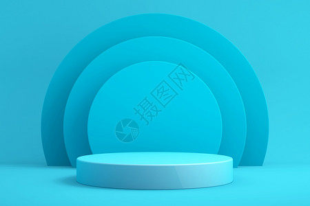 广告3d模拟用于产品展示的讲台蓝背景3d投影的d背景中间人音乐会图片