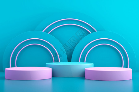 粉彩3d模拟用于产品展示的讲台蓝背景3d投影的d背景蓝色中间人图片