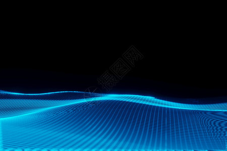 未来发光的蓝色能量波动画Digital3D流动的未来派活力图片