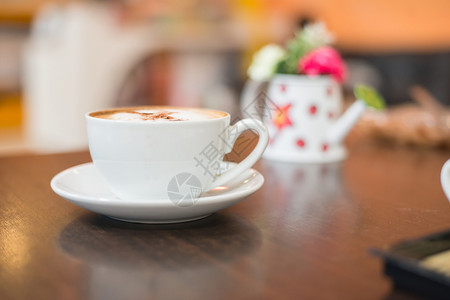 休息热的咖啡店背景卡布奇诺杯摩图片