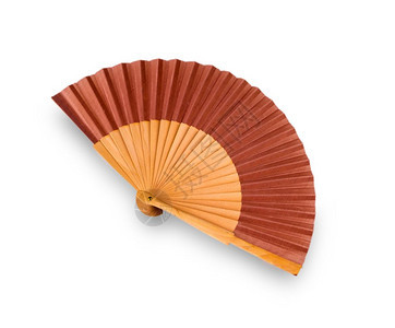 配饰夏天白色背景的日本传统棕色风扇目的图片