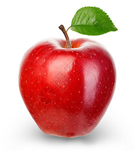 反射生态单身的孤立在白色背景上的成熟红苹果图片