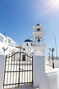希腊奥亚圣托里尼教堂图像爱琴海阳光图片
