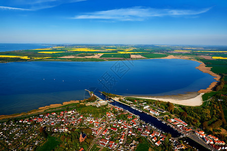 海岸GreifswaldWieck在黄海的空中摄影晴天景观图片