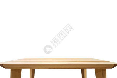 带有空和木制表格的模板在白色背景上与复制空间隔开棕色的用餐木头图片