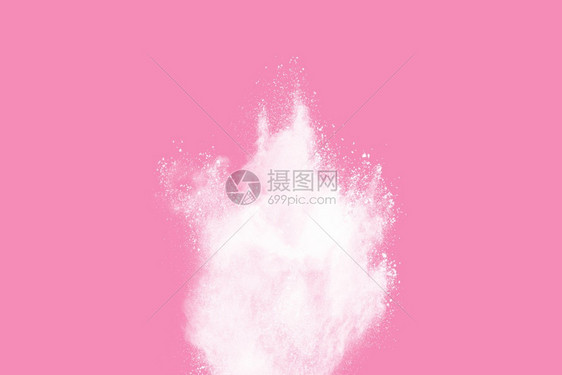 降低充满活力粉红背景涂料Holi的白粉末爆炸节日图片