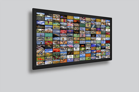 电影流媒体LCD电视板作为带多彩图像的视频墙监器图片