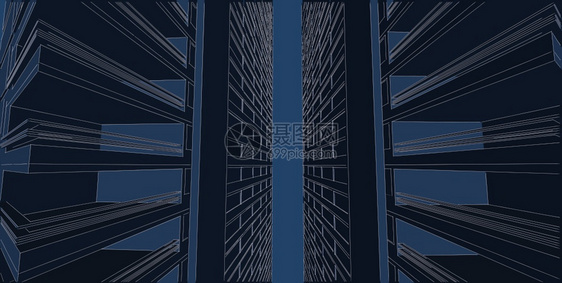 阴影外部的建造筑3d插图D建筑透视线现代城市建筑抽象背景设计建筑背景3D插图建筑透视线图片