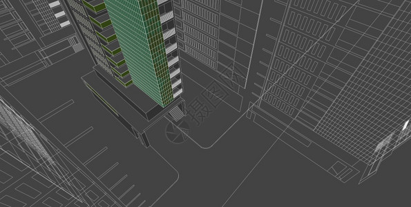 建筑3D插图现代城市建筑抽象背景设计建筑背景插图透视线阴影蓝图住宅图片