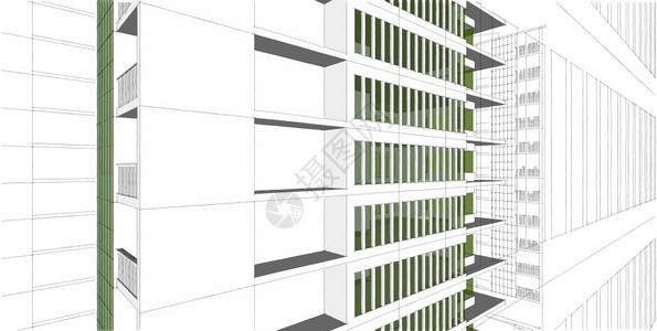 阴影建筑3D插图现代城市建筑抽象背景设计建筑背景插图透视线草图师图片