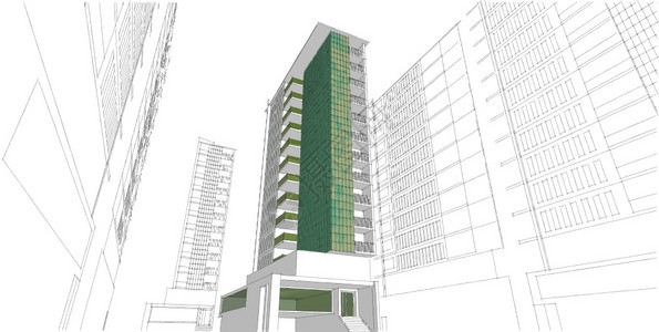 建筑3D插图现代城市建筑抽象背景设计建筑背景插图透视线玻璃现代的抽象图片