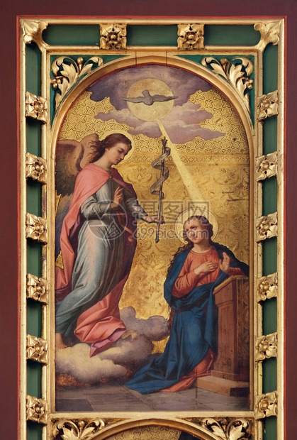 通告在萨格勒布圣堂纪念母玛利亚献给圣母玛利亚的坛克罗地宗教的图片