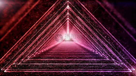 想象关联力量带有粒子和照明抽象背景概念的网络空间三角数字隧道包括颗粒和光速抽象背景概念图片