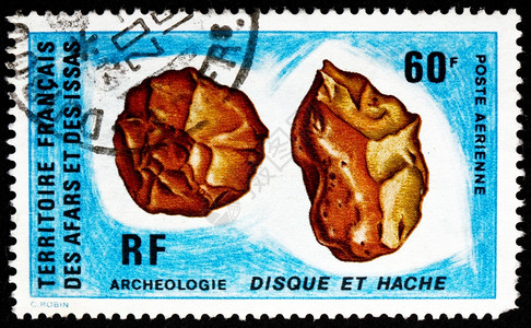 取消爱好领土阿法斯和伊萨大约1973年印在阿法斯和伊萨的邮票显示了史前燧石工具考古学大约年图片