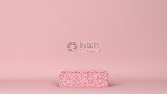 小样粉色的现代蓬松矩形讲台最小场景3d插图图片