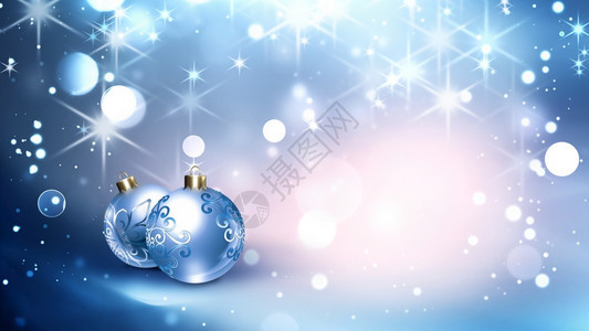 一种夜晚墙纸美丽的喜庆背景和两个圣诞球在一闪亮模糊效果的背面上图片