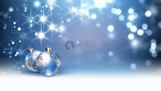 季节插图美丽的喜庆背景和两个圣诞球在一闪亮模糊效果的背面上喜庆图片