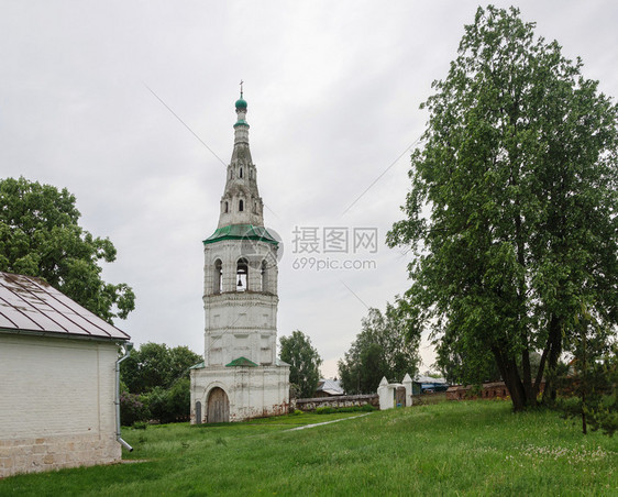 复古的钟俄罗斯弗拉基米尔地区德克沙鲍里斯和格莱布教堂的贝尔塔图片