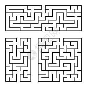 发展的寻求长方形一组带入口和出的方形矩迷宫孤立在白色背景上的简单平面矢量图一组带入口和出的方形矩迷宫图片