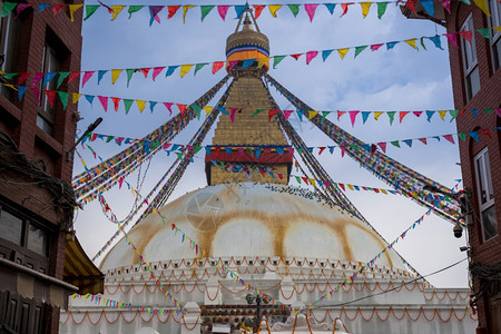 尼泊尔加德满都谷地的博达纳佛塔宗教的祷告图片