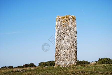 阿尔瓦在奥兰岛南部的瑞典世界遗产中竖立着的石头在奥兰德岛南部农村欧洲图片