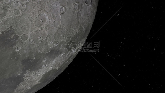 自然望远镜3D月球轨道的成像美国航天局提供的这一图像元件月球在空间背景下有明亮的弹坑和月球土壤辉光图片