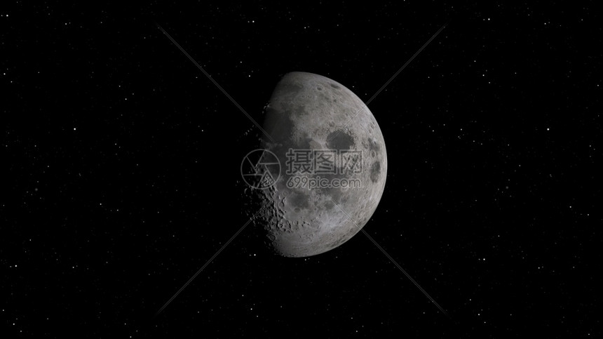 天空3D月球轨道的成像美国航天局提供的这一图像元件月球在空间背景下有明亮的弹坑和月球土壤经过渲染图片