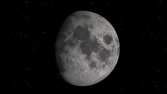 3D月球轨道的成像美国航天局提供的这一图像元件月球在空间背景下有明亮的弹坑和月球土壤领域光经过图片