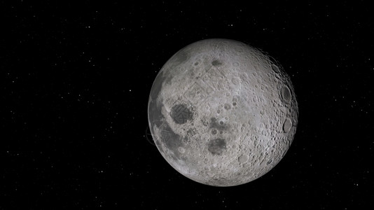 动画片星3D月球轨道的成像美国航天局提供的这一图像元件月球在空间背景下有明亮的弹坑和月球土壤领域图片