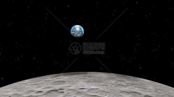 宇宙实际的3D月球轨道的成像美国航天局提供的这一图像元件月球在空间背景下有明亮的弹坑和月球土壤插图图片